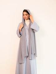 Dusty Blue Flowing Abaya | HEYA UAE