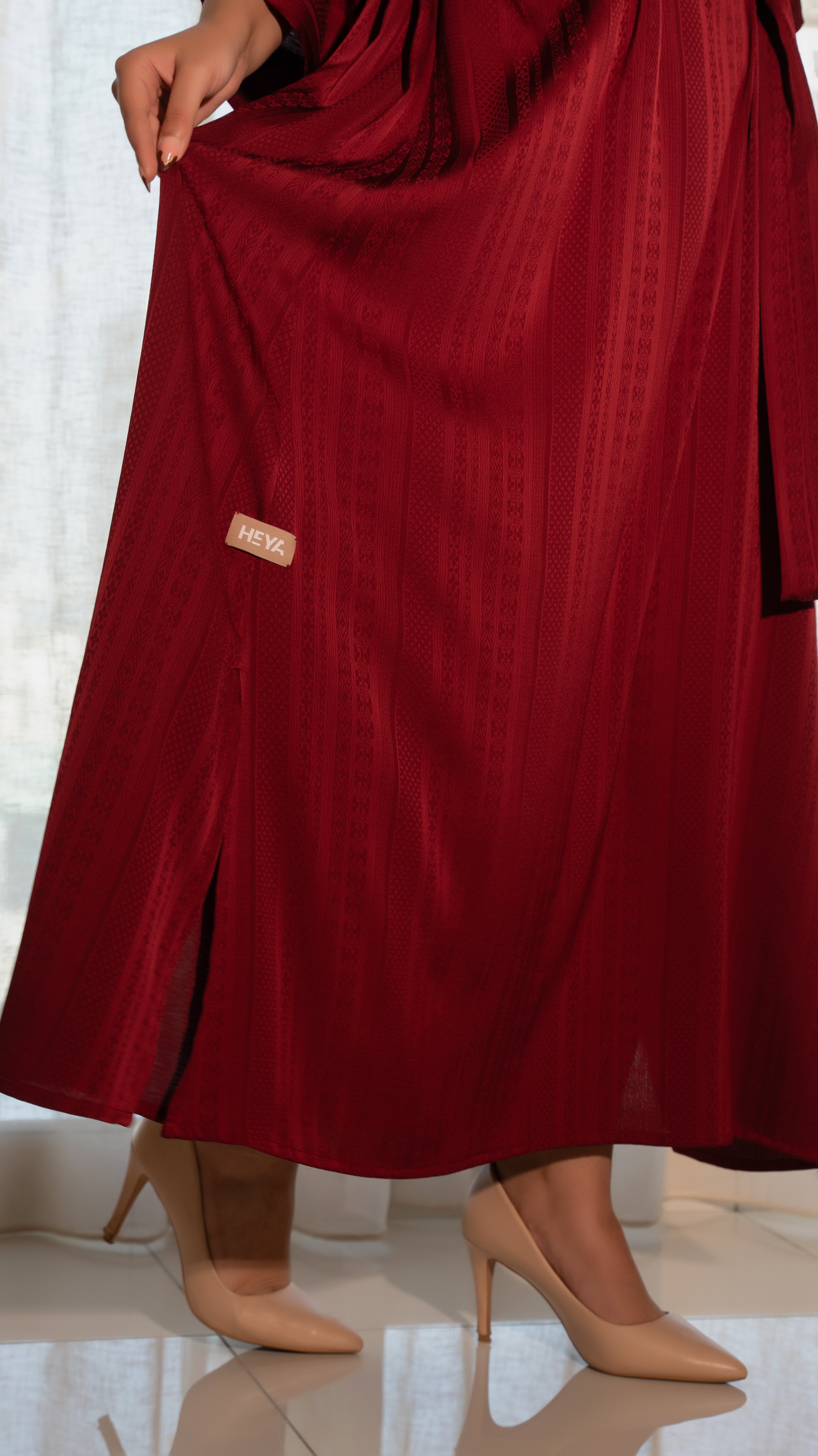 Maroon Belted Kaftan Dress