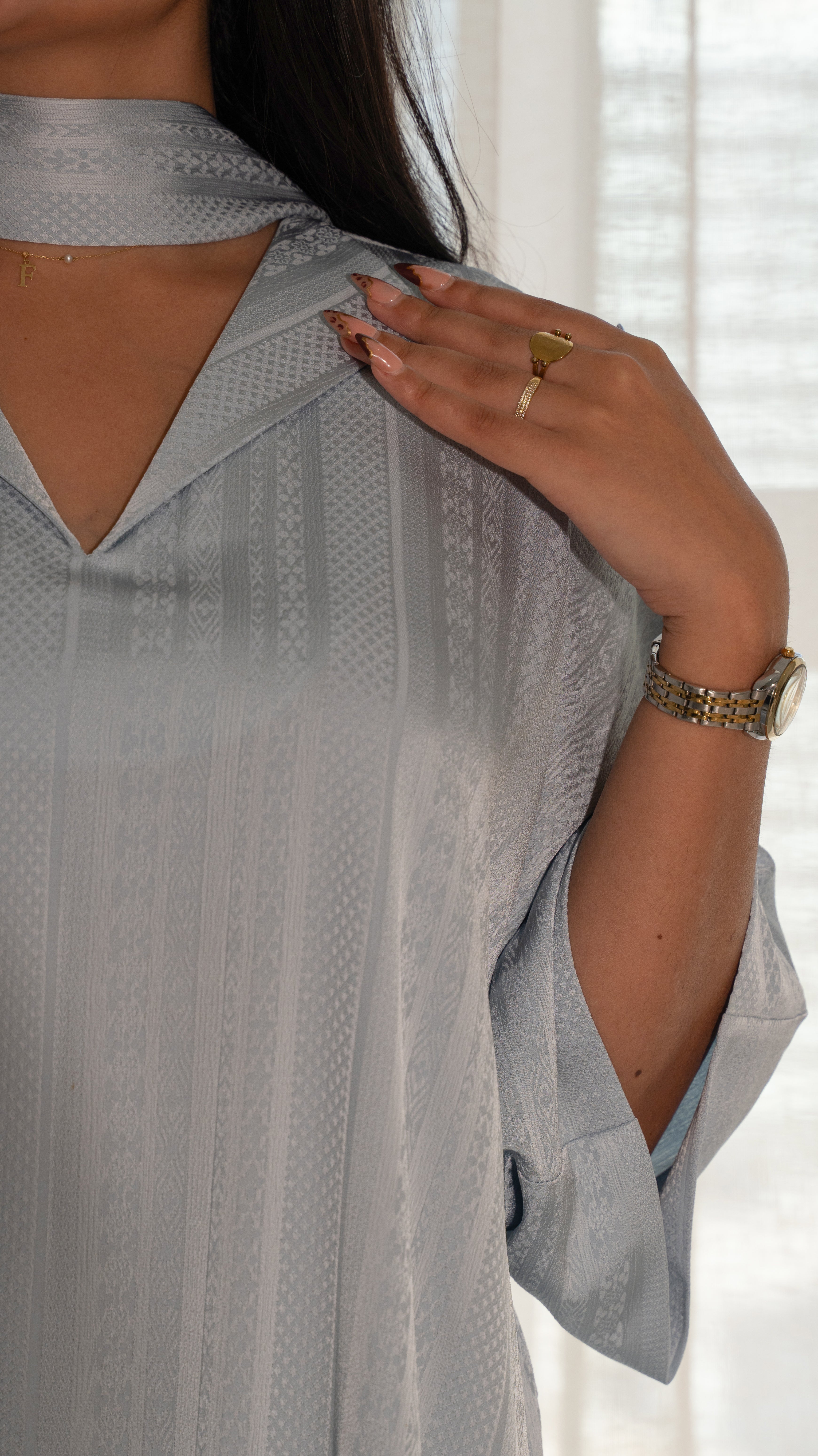 Powder Blue Belted Kaftan Dress