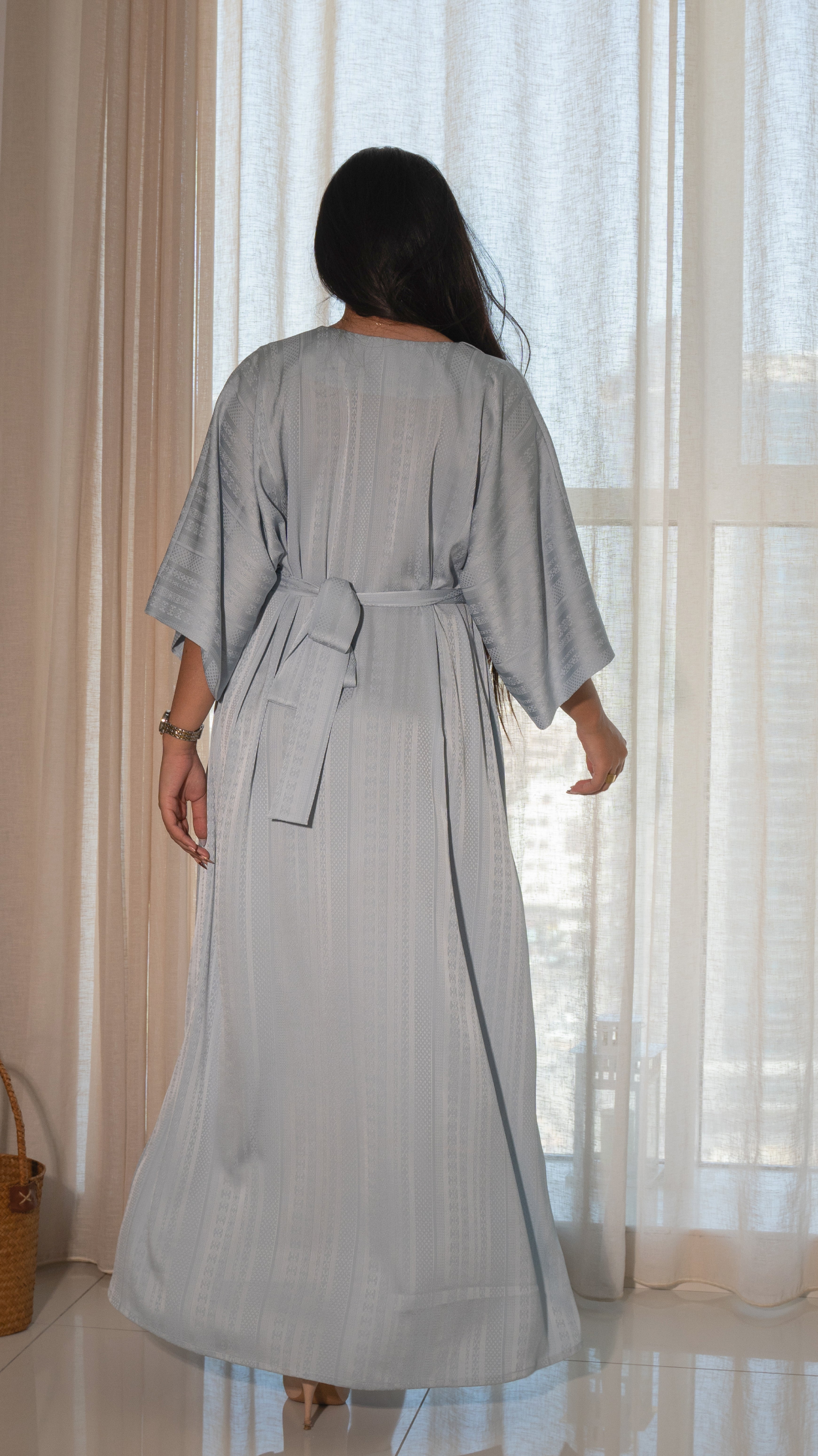 Powder Blue Belted Kaftan Dress