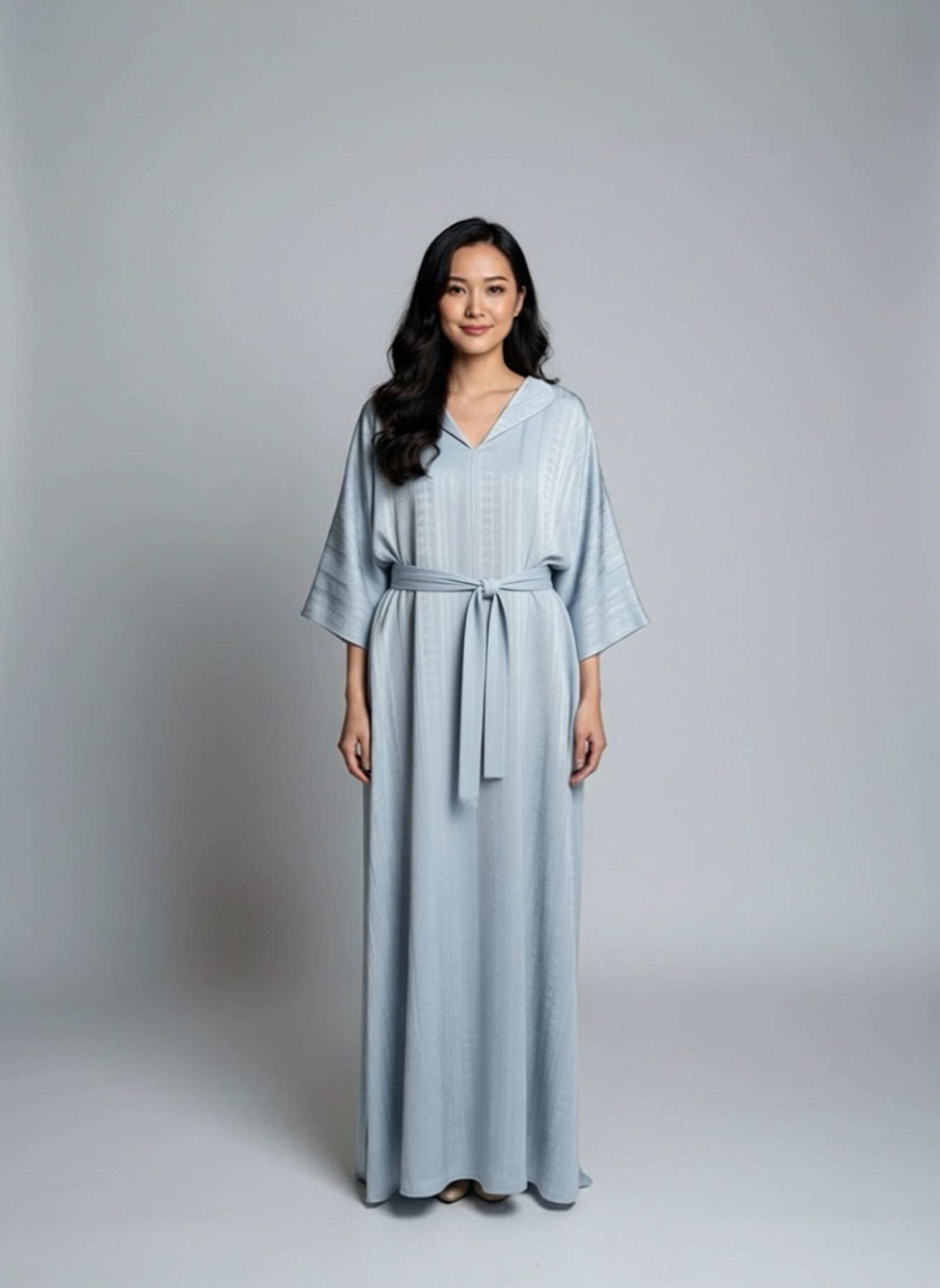 Powder Blue Belted Kaftan Dress