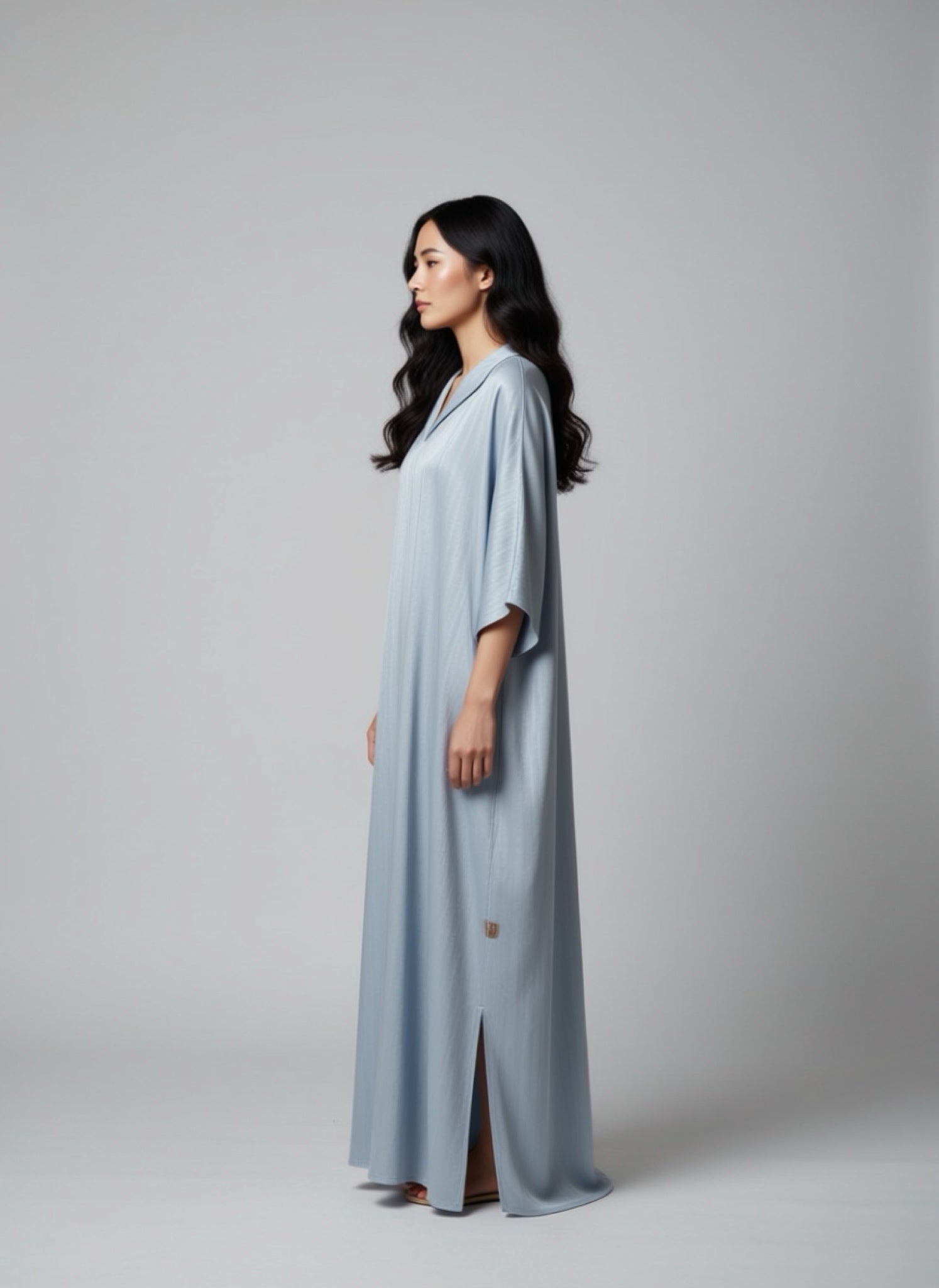 Powder Blue Belted Kaftan Dress