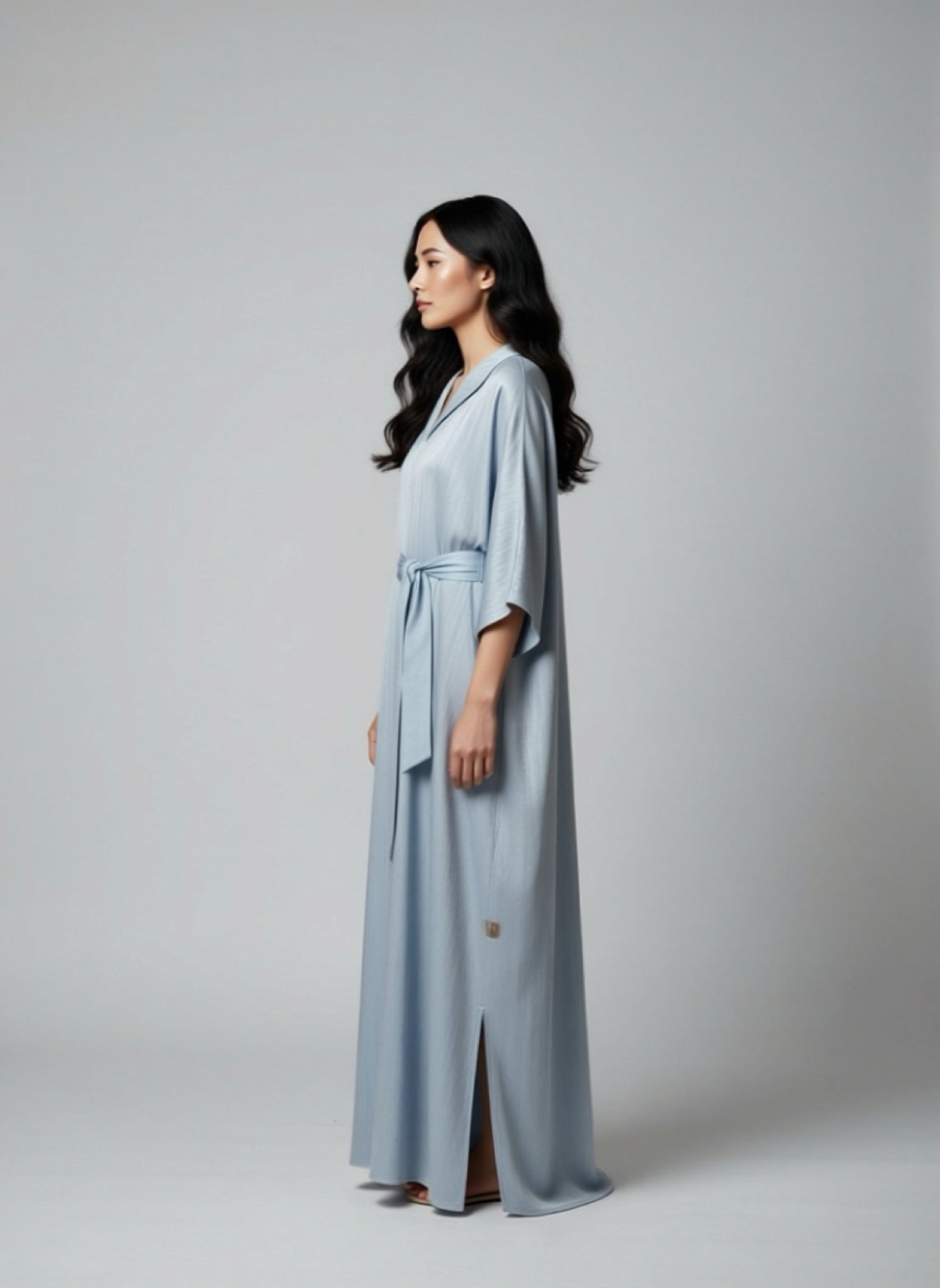 Powder Blue Belted Kaftan Dress