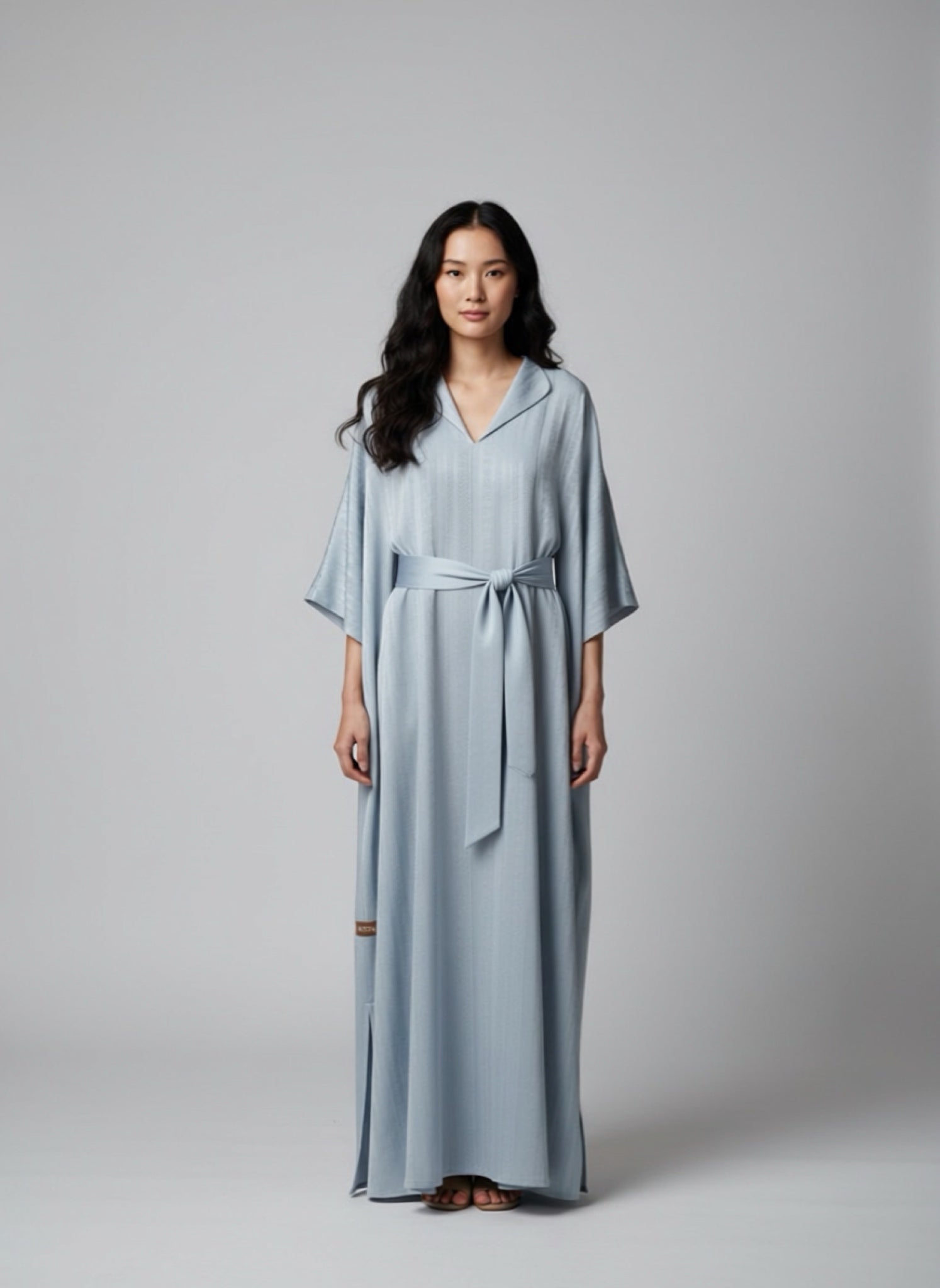 Powder Blue Belted Kaftan Dress