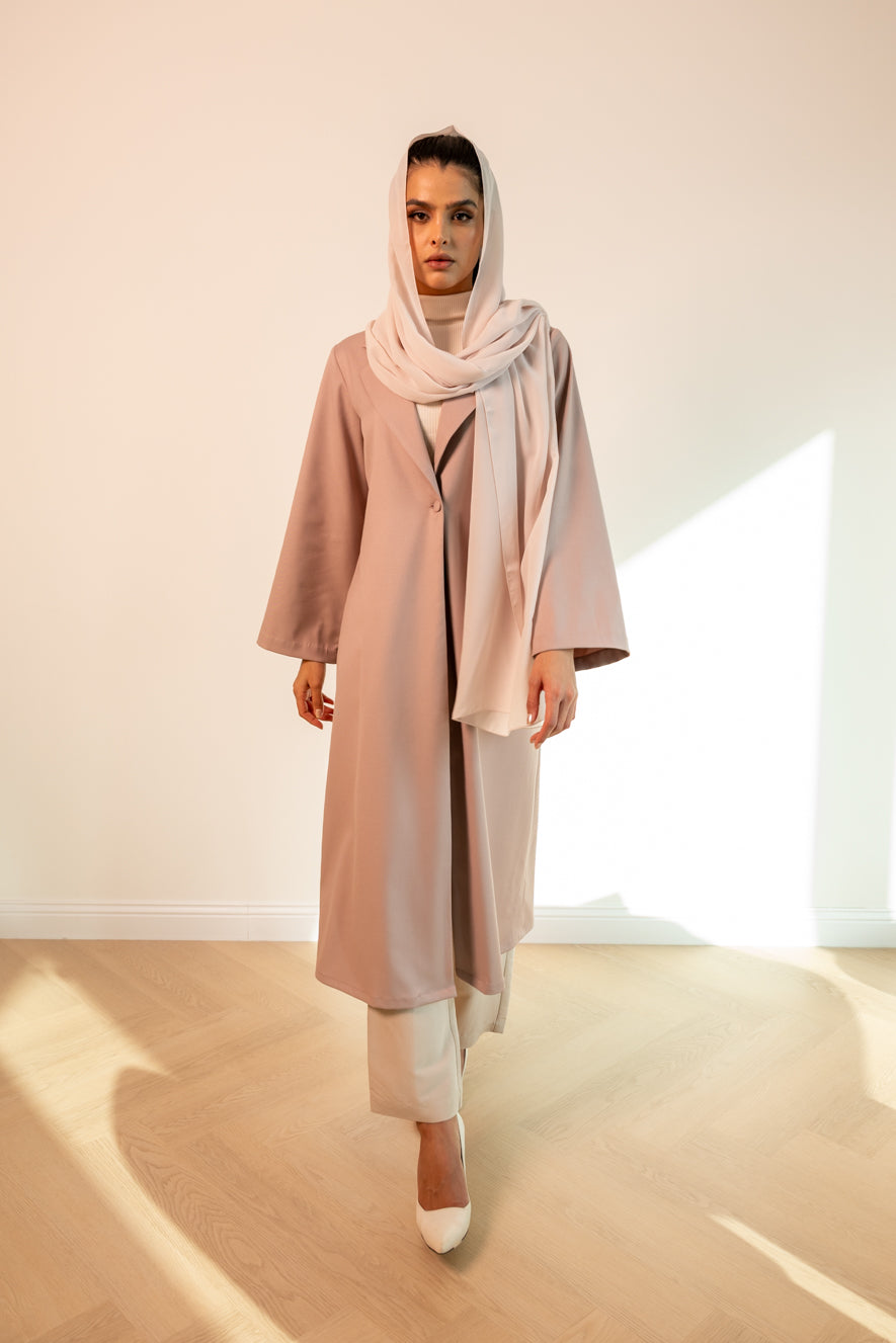 Dusty Rose Blazer Abaya | HEYA UAE